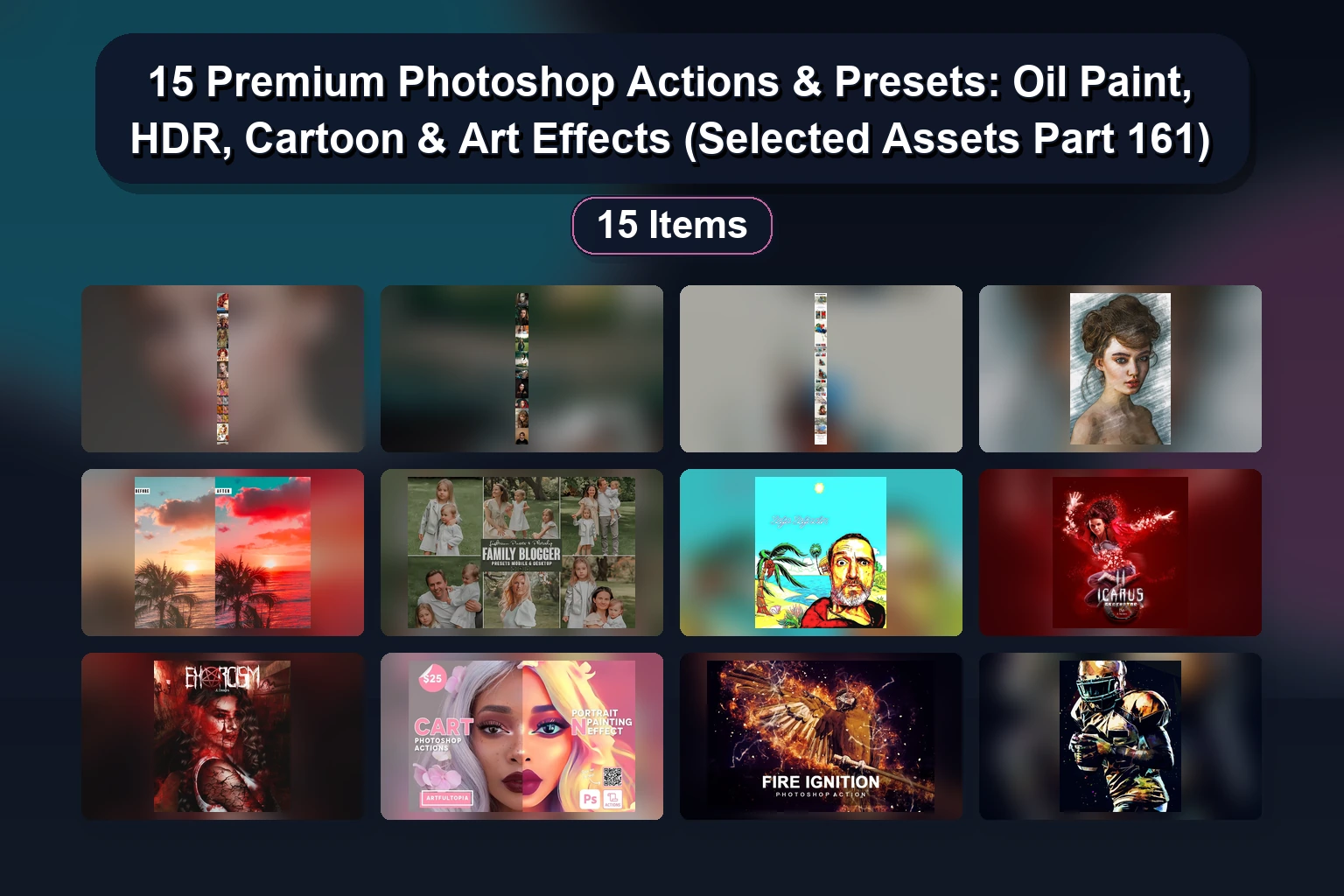 15 Best Photoshop Actions & Brushes for Faded, Sketch, Glitch & Art Effects (Selected Assets Part 162)
