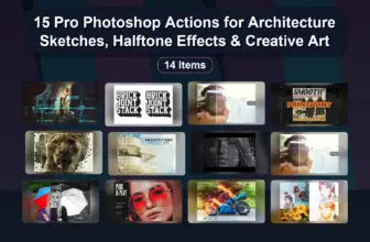 15 Pro Photoshop Actions for Architecture Sketches, Halftone Effects & Creative Art