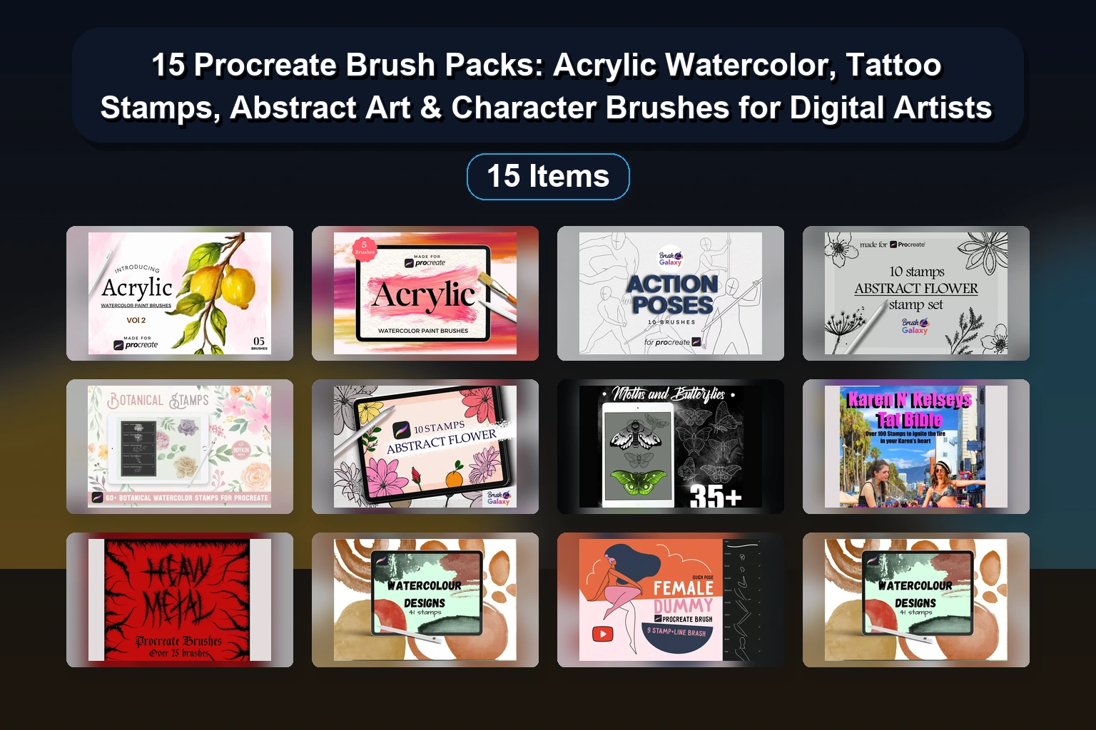 Diverse Digital Art Brush Collection for Procreate, Photoshop, Illustrator & Clip Studio – Selected Assets Part 46