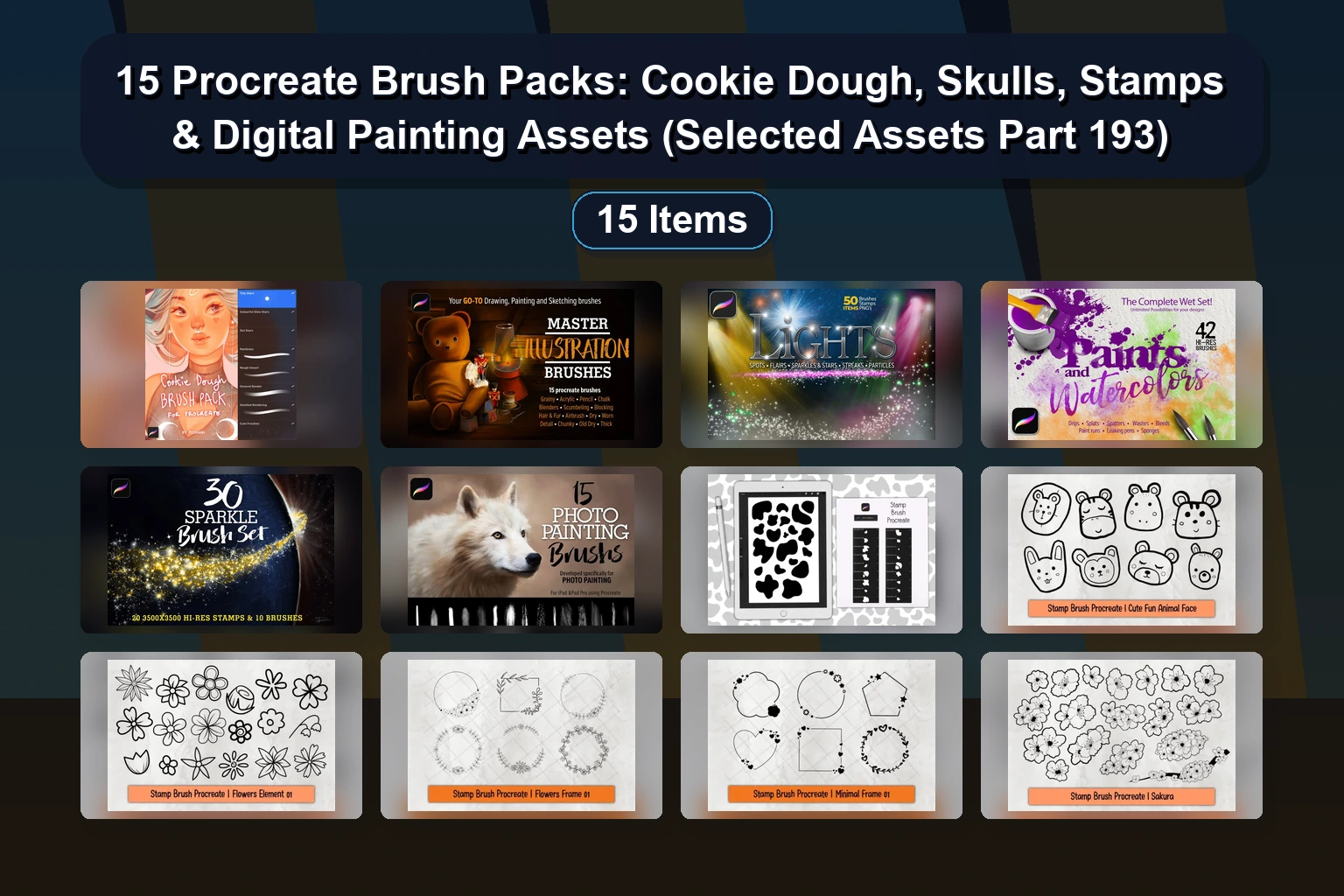 Procreate & Illustrator Brush Sets: Geometric, Vintage, Sweater & Stamp Brushes