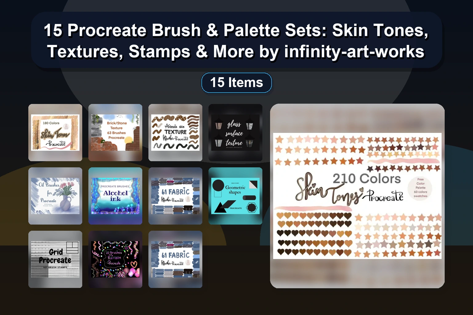 25 Procreate Brush & Stamp Collections: Under the Sea, Glitter, Watercolor, Halloween, Comic & Texture Assets