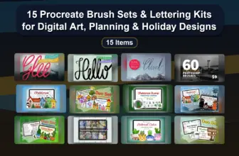 15 Procreate Brush Sets & Lettering Kits for Digital Art, Planning & Holiday Designs