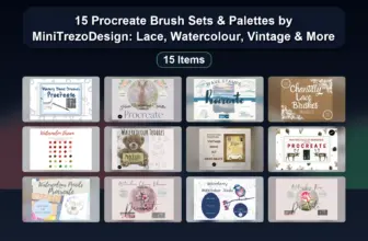 15 Procreate Brush Sets & Palettes by MiniTrezoDesign: Lace, Watercolour, Vintage & More