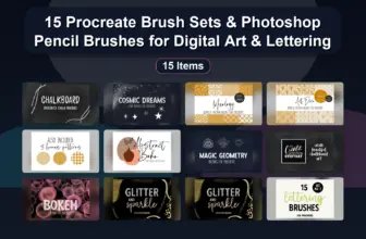 15 Procreate Brush Sets & Photoshop Pencil Brushes for Digital Art & Lettering
