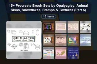 15+ Procreate Brush Sets by Opalyagley: Animal Skins, Snowflakes, Stamps & Textures (Part 5)