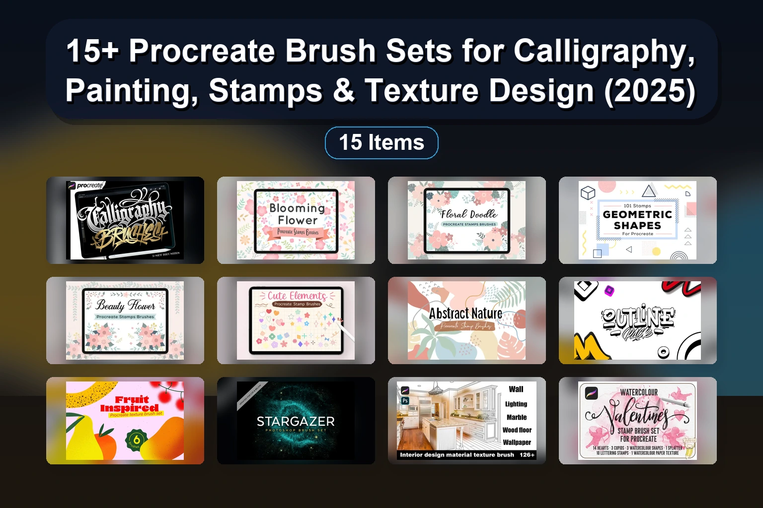 Procreate Stamp Brushes & Color Palettes for Digital Art (Selected Assets Part 156)