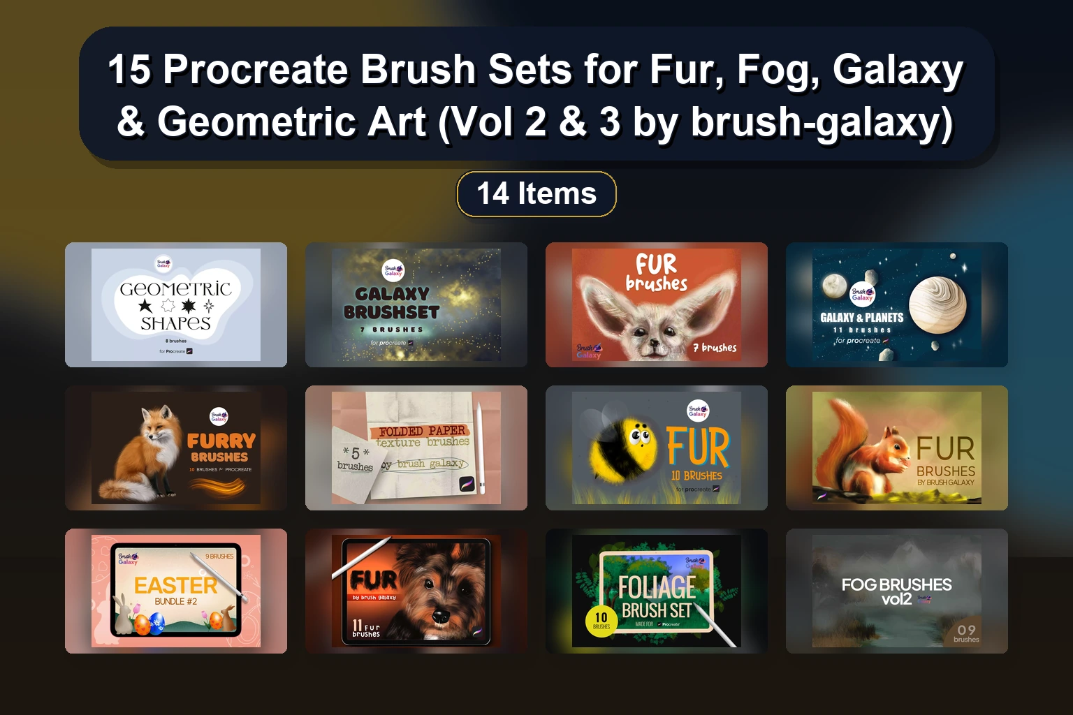 Brush-Galaxy Procreate Brush Pack Roundup: Floral Stamps, Fur Textures & Ink Effects (Part 17)