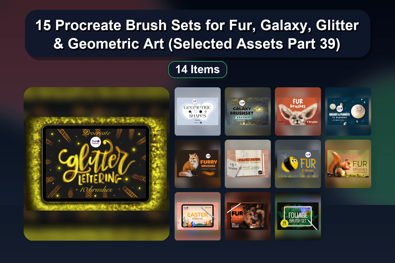 Procreate Brush Starter Pack: Fog, Flowers, Fur, Chalk & More (Selected Assets Part 40)