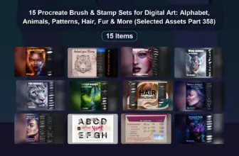 15 Procreate Brush & Stamp Sets for Digital Art: Alphabet, Animals, Patterns, Hair, Fur & More (Selected Assets Part 358)
