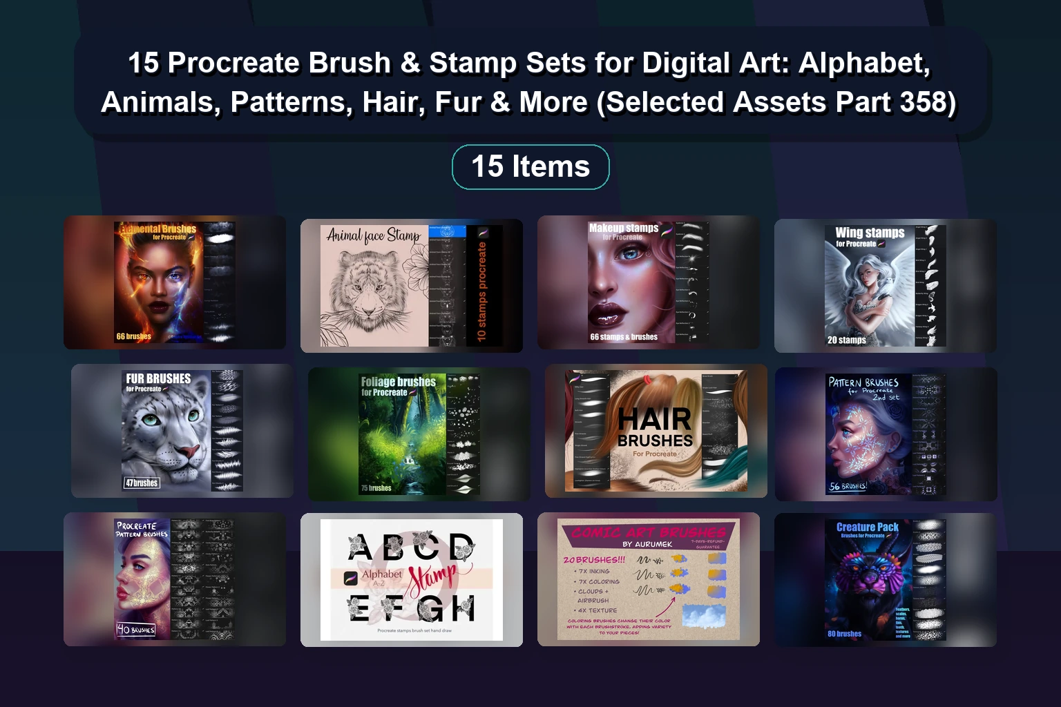 Premium Procreate Brushes & Photoshop Illustrator Design Assets | Selected Assets Part 359