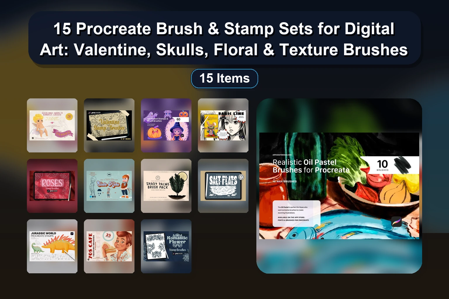20 Procreate Stamp Brushes & Art Assets: Skulls, Nature, Tattoo, Graffiti & More (Selected Assets Part 151)