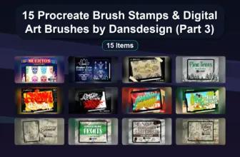 15 Procreate Brush Stamps & Digital Art Brushes by Dansdesign (Part 3)