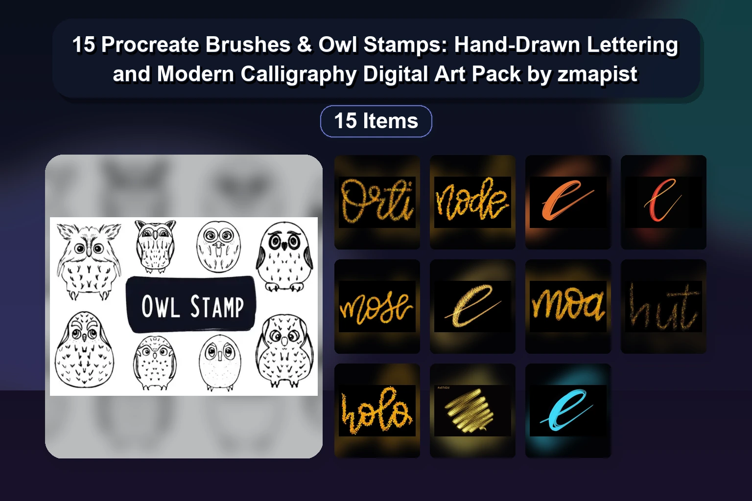 15 Procreate Brushes & Stamp Sets for Lettering, Calligraphy, and Digital Art (Zmapist & Spasibenko)