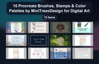 15 Procreate Brushes, Stamps & Color Palettes by MiniTrezoDesign for Digital Art