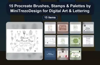 15 Procreate Brushes, Stamps & Palettes by MiniTrezoDesign for Digital Art & Lettering