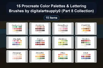 15 Procreate Color Palettes & Lettering Brushes by digitalartsupply0 (Part 8 Collection)