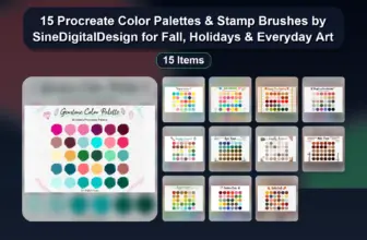15 Procreate Color Palettes & Stamp Brushes by SineDigitalDesign for Fall, Holidays & Everyday Art
