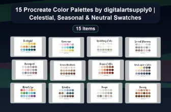 15 Procreate Color Palettes by digitalartsupply0 | Celestial, Seasonal & Neutral Swatches