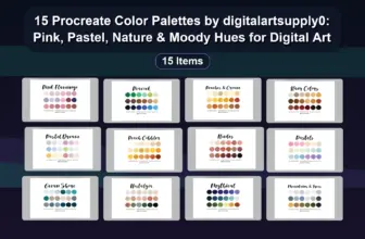 15 Procreate Color Palettes by digitalartsupply0: Pink, Pastel, Nature & Moody Hues for Digital Art