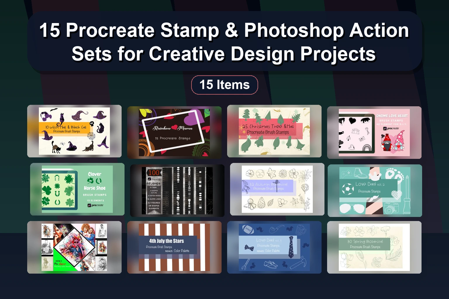 25+ Procreate Brush Stamp Sets for Christmas, Halloween, Florals & Patterns | Digital Art Assets