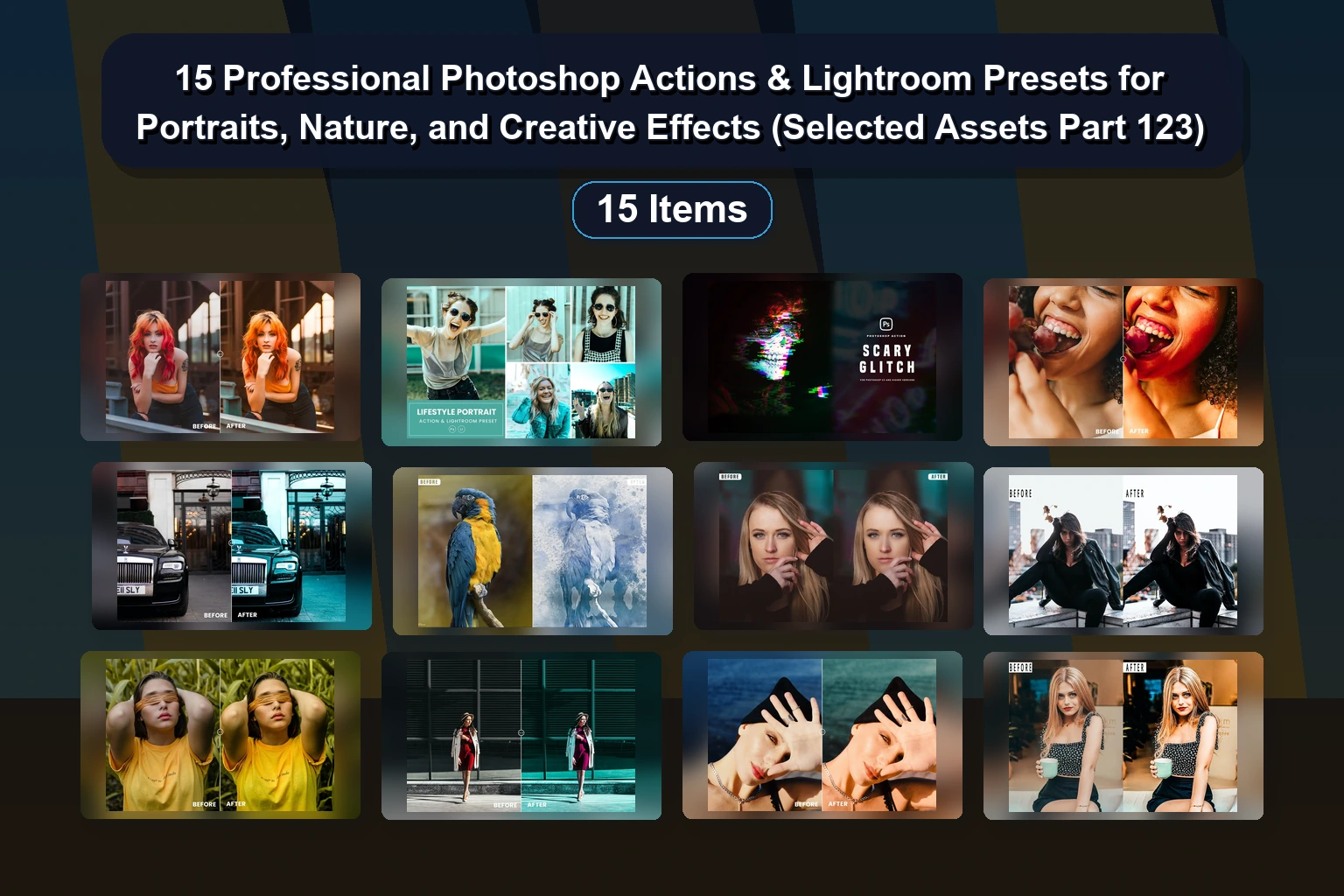 17 Photoshop Actions & Lightroom Presets for Creative Photo Effects (Blue Tones, Holographic, Autumn, & More)