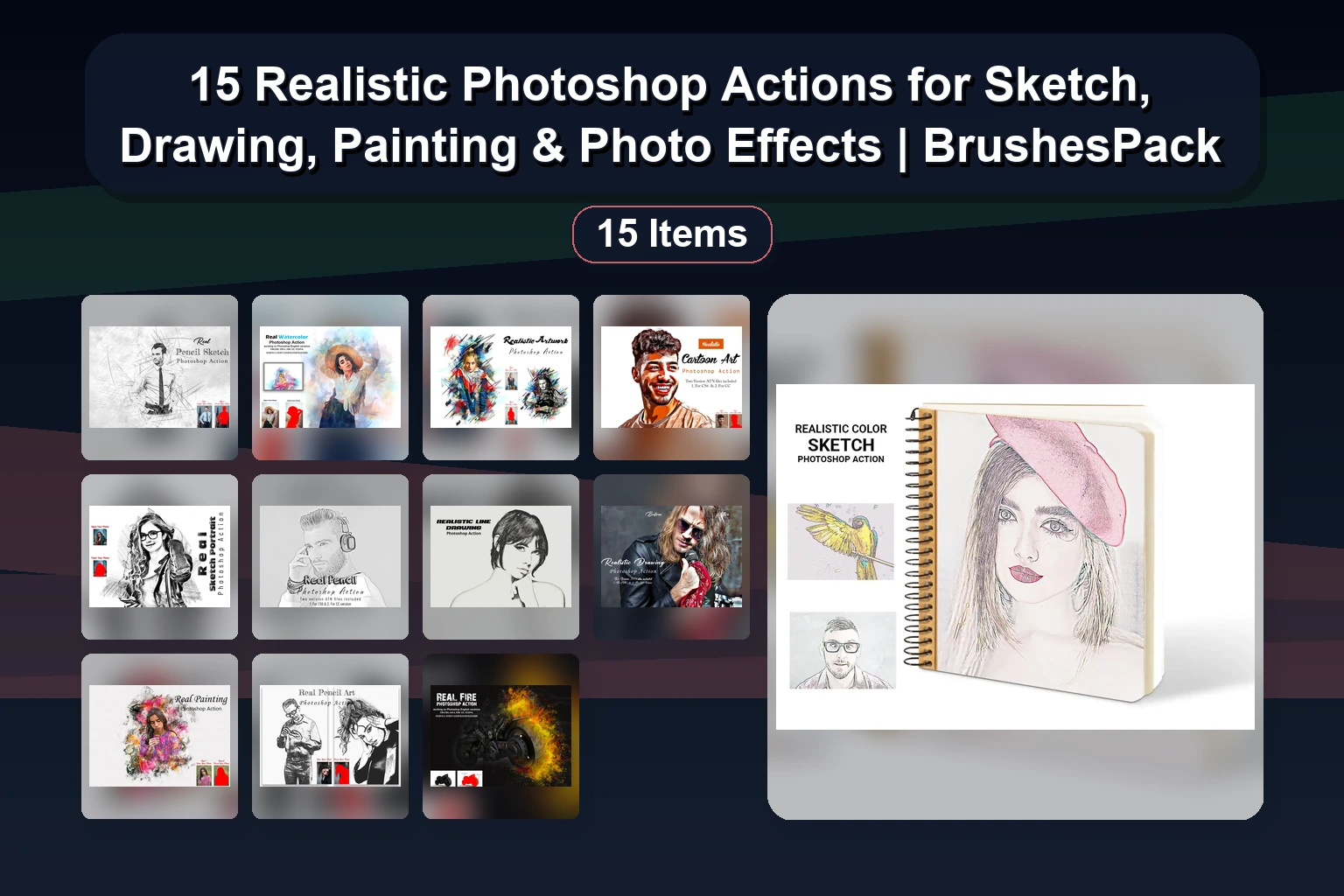 15 Creative Photoshop Actions for Engraving, Scribble, Retro & Realistic Art Effects
