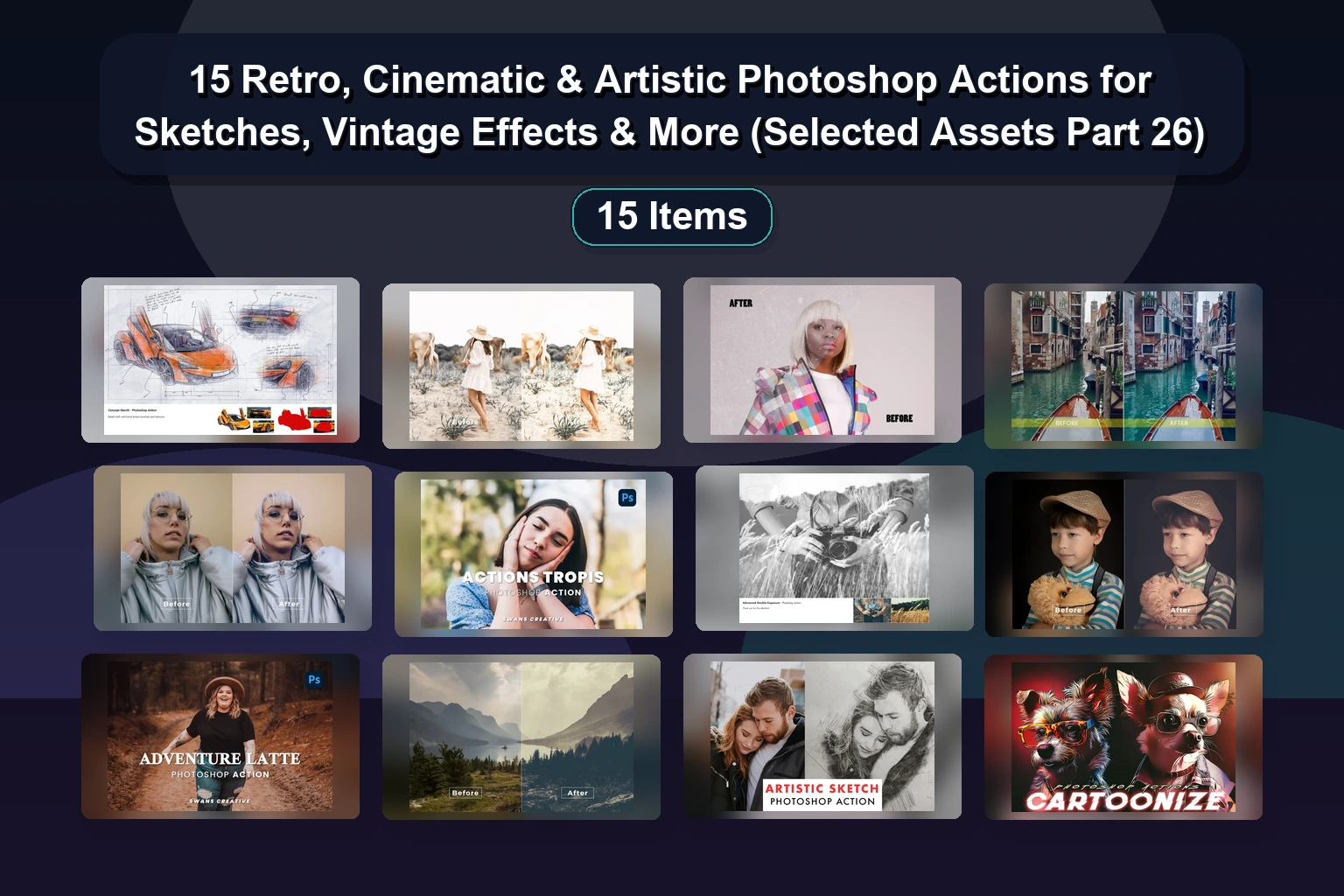 Top Photoshop Actions for Text Effects, Photo Art, and Retro Design (Selected Assets Part 25)