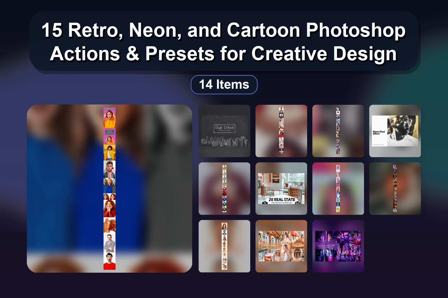 15 Photoshop Actions & Templates for Typography, Color Effects & Retouching