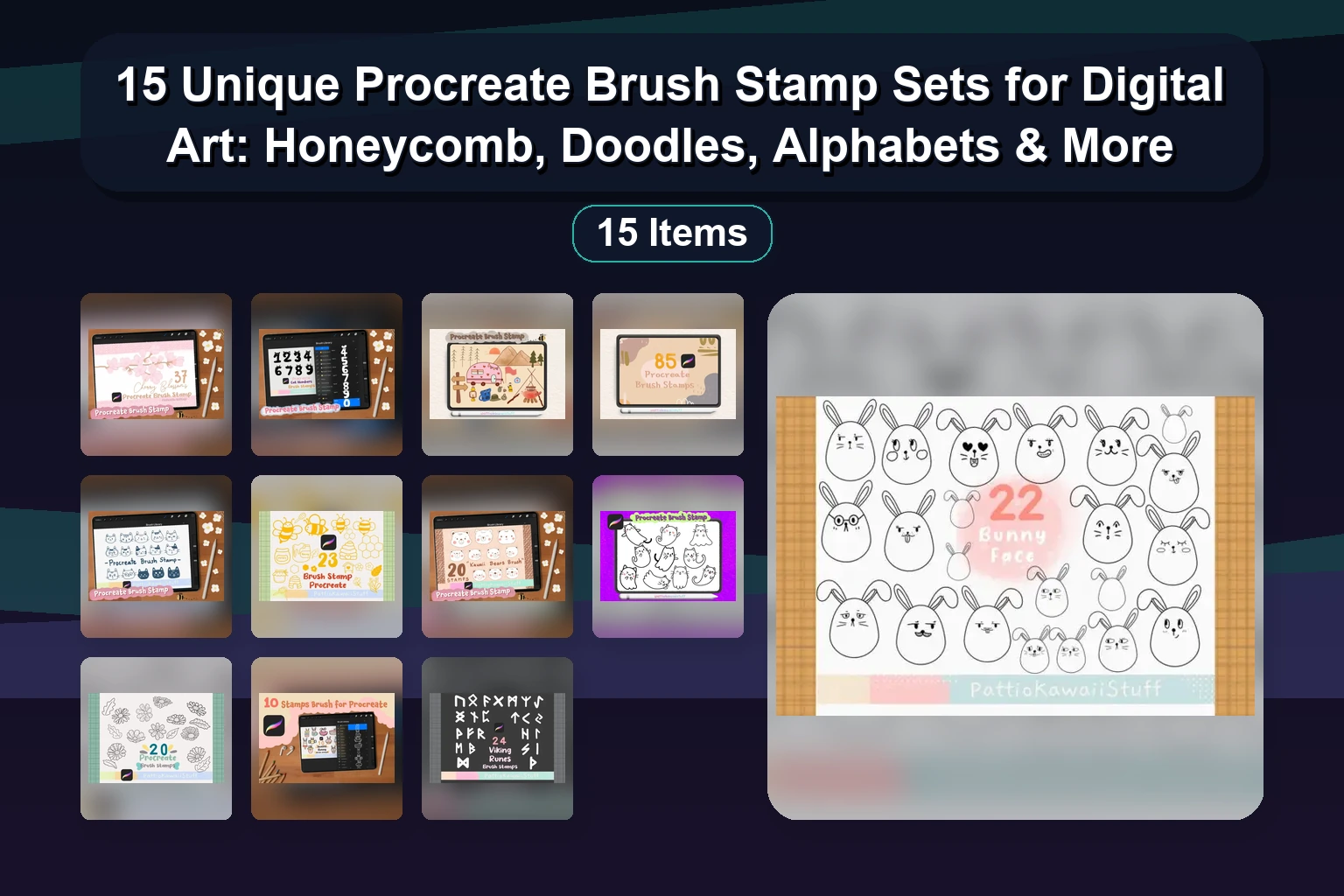Explore Selected Assets Part 176: Procreate Brushes, Stamps & Digital Art Tools for Lettering, Folk Art & Watercolor