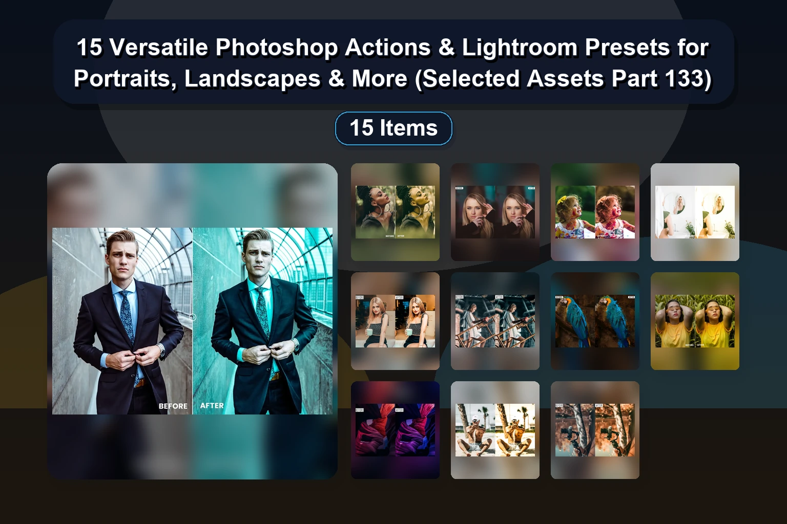15 Versatile Photoshop Actions & Lightroom Presets for Portraits, Landscapes & More (Selected Assets Part 133) 15 Versatile Photoshop Actions Lightroom Presets for Portra collage fb3be0e4 1781862080