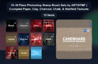 15–30 Piece Photoshop Stamp Brush Sets by ARTISTMF | Crumpled Paper, Clay, Charcoal, Chalk, & Starfield Textures