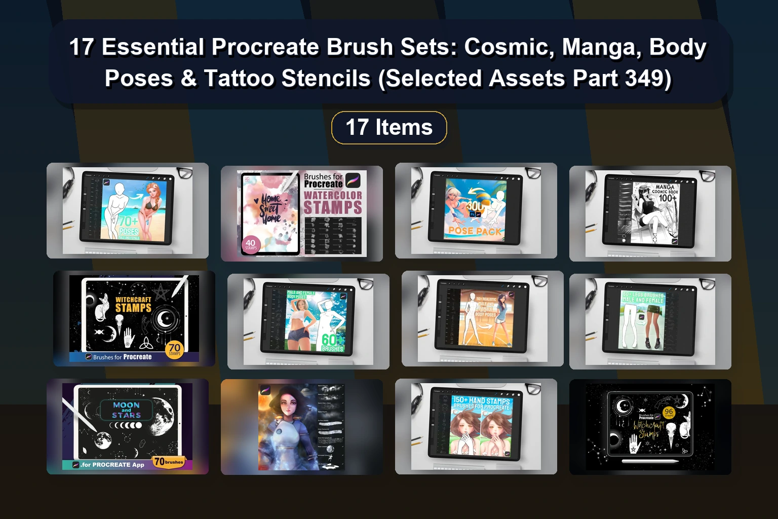 19 Procreate Brush Packs by Disyukov: Galaxy, Fire, Animals, Autumn & More