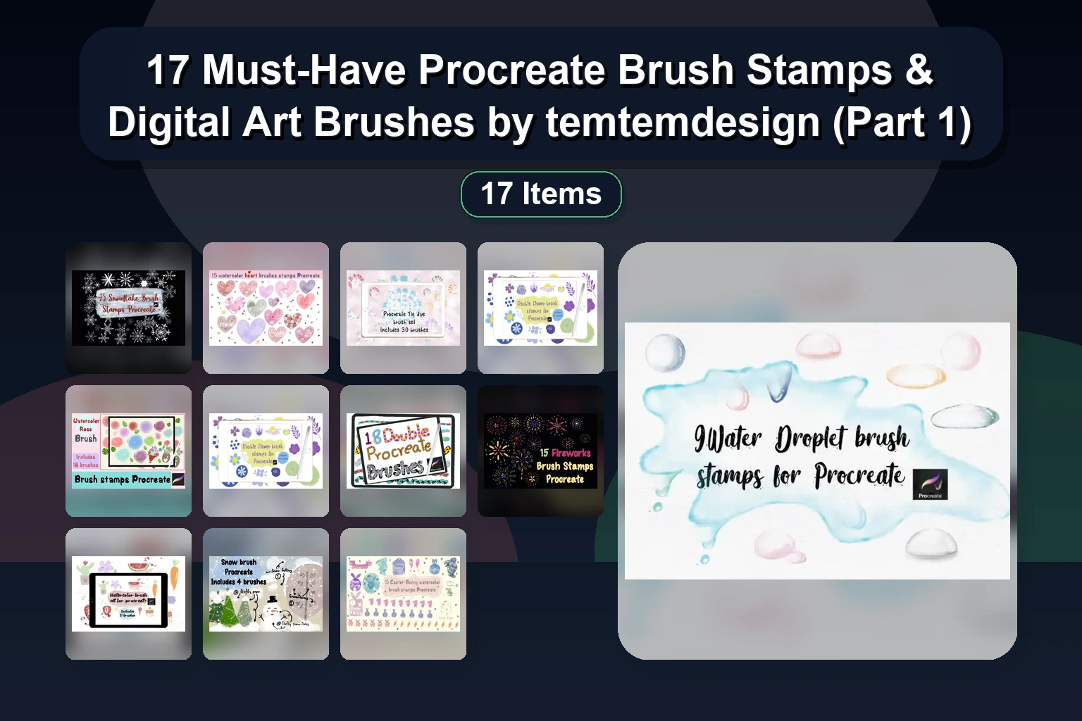 Procreate Brush Stamps & Digital Art Bundle: Alphabet, Christmas, & Decorative Sets by temtemdesign