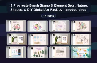 17 Procreate Brush Stamp & Element Sets: Nature, Shapes, & DIY Digital Art Pack by nanodog-shop