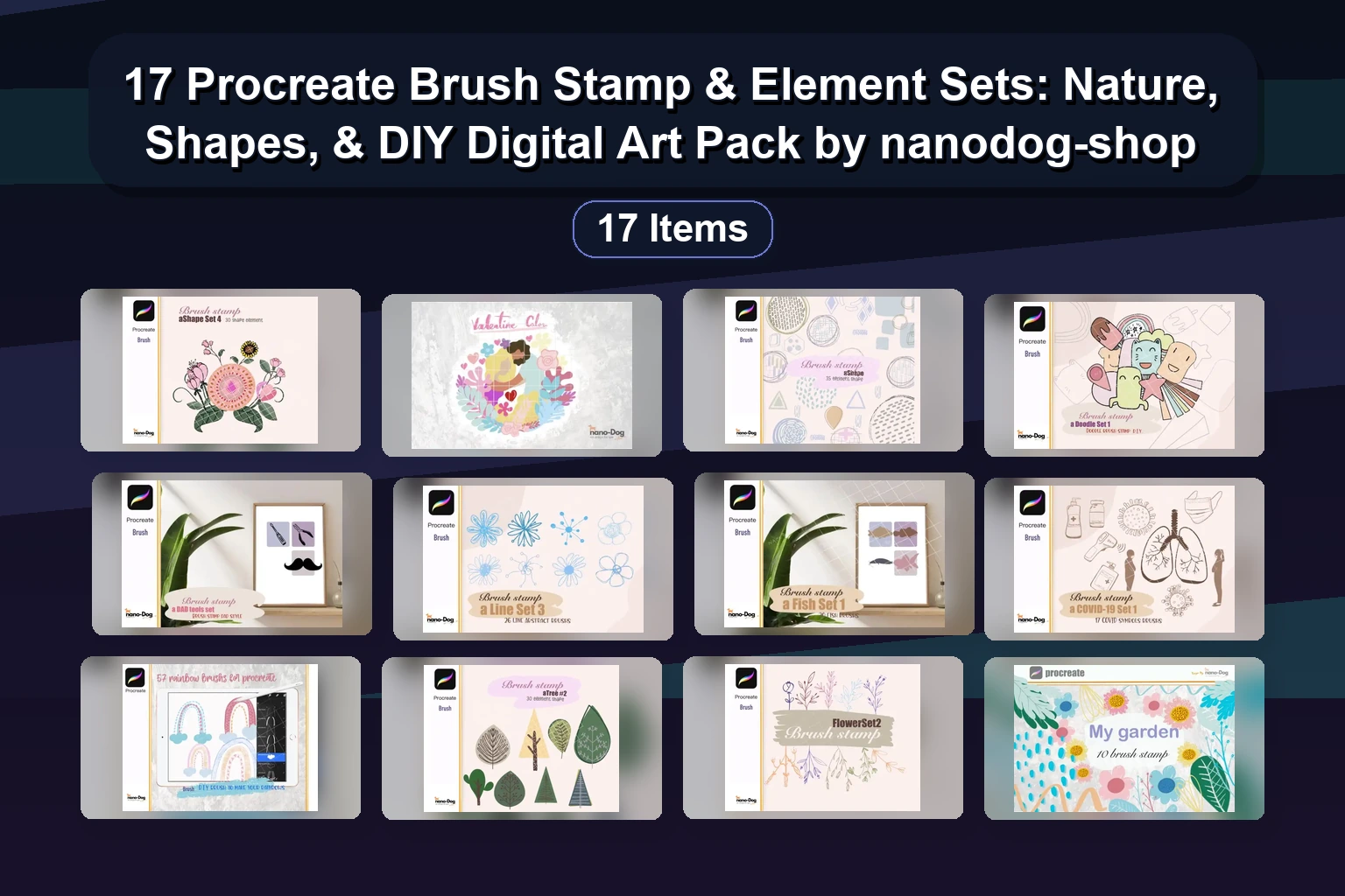 17 Procreate Brush Stamp & Element Sets: Nature, Shapes, & DIY Digital Art Pack by nanodog-shop 1 17 Procreate Brush Stamp & Element Sets: Nature, Shapes, & DIY Digital Art Pack by nanodog-shop 17 Procreate Brush Stamp Element Sets Nature Shapes DIY Di collage 2b5b7f78 1781888310
