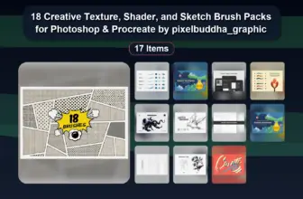 18 Creative Texture, Shader, and Sketch Brush Packs for Photoshop & Procreate by pixelbuddha_graphic