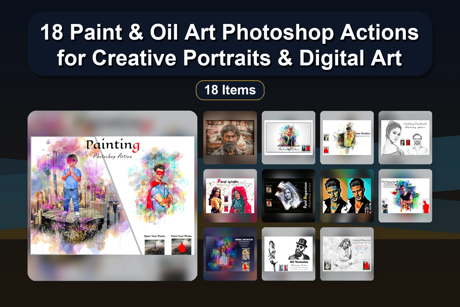 18 Paint & Oil Art Photoshop Actions for Creative Portraits & Digital Art 1 18 Paint & Oil Art Photoshop Actions for Creative Portraits & Digital Art 18 Paint Oil Art Photoshop Actions for Creative Portraits collage 991539c8 1781864204