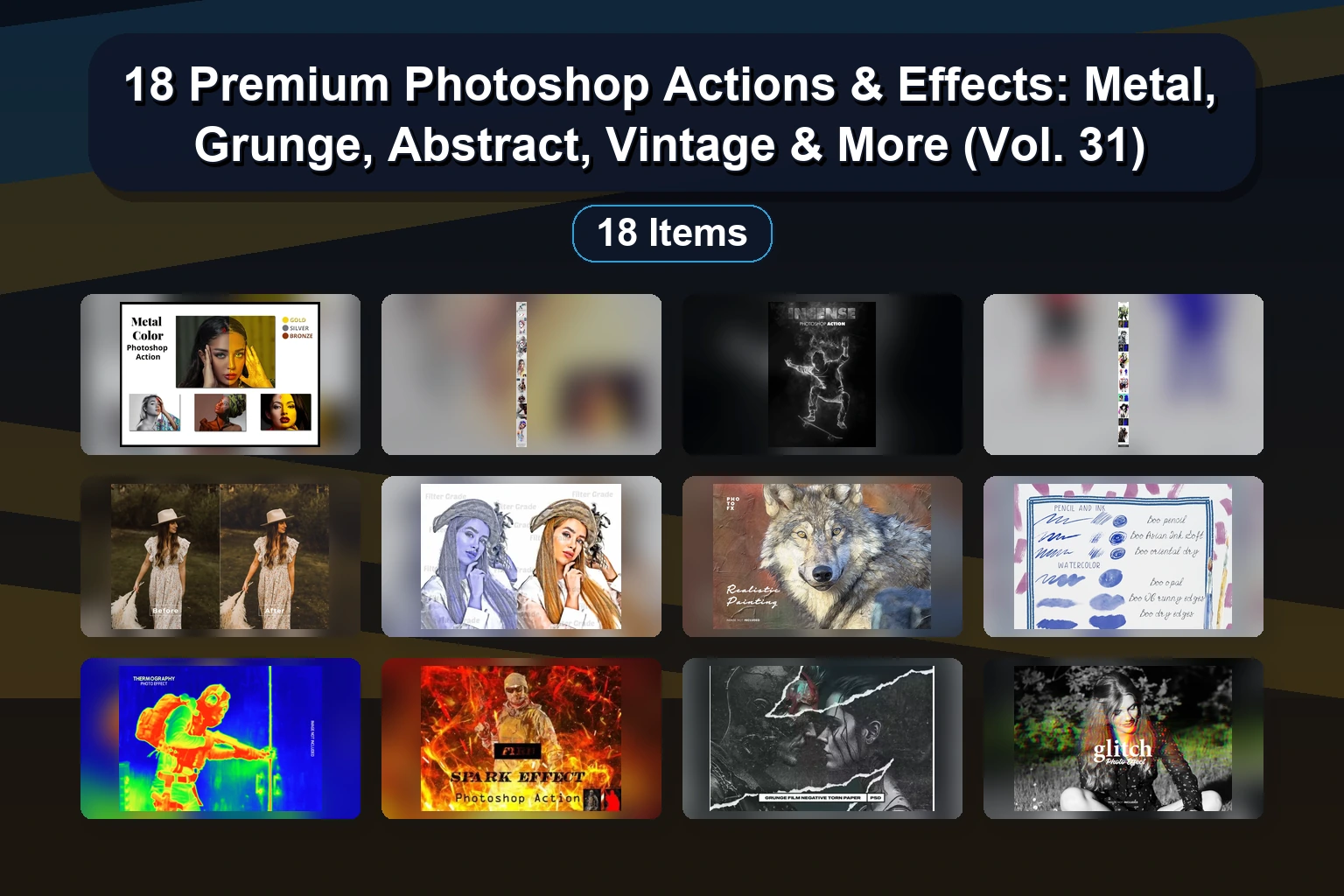 15 Premium Photoshop Actions & Photo Effects for Digital Art (Paint, Watercolor, Scrape & More)