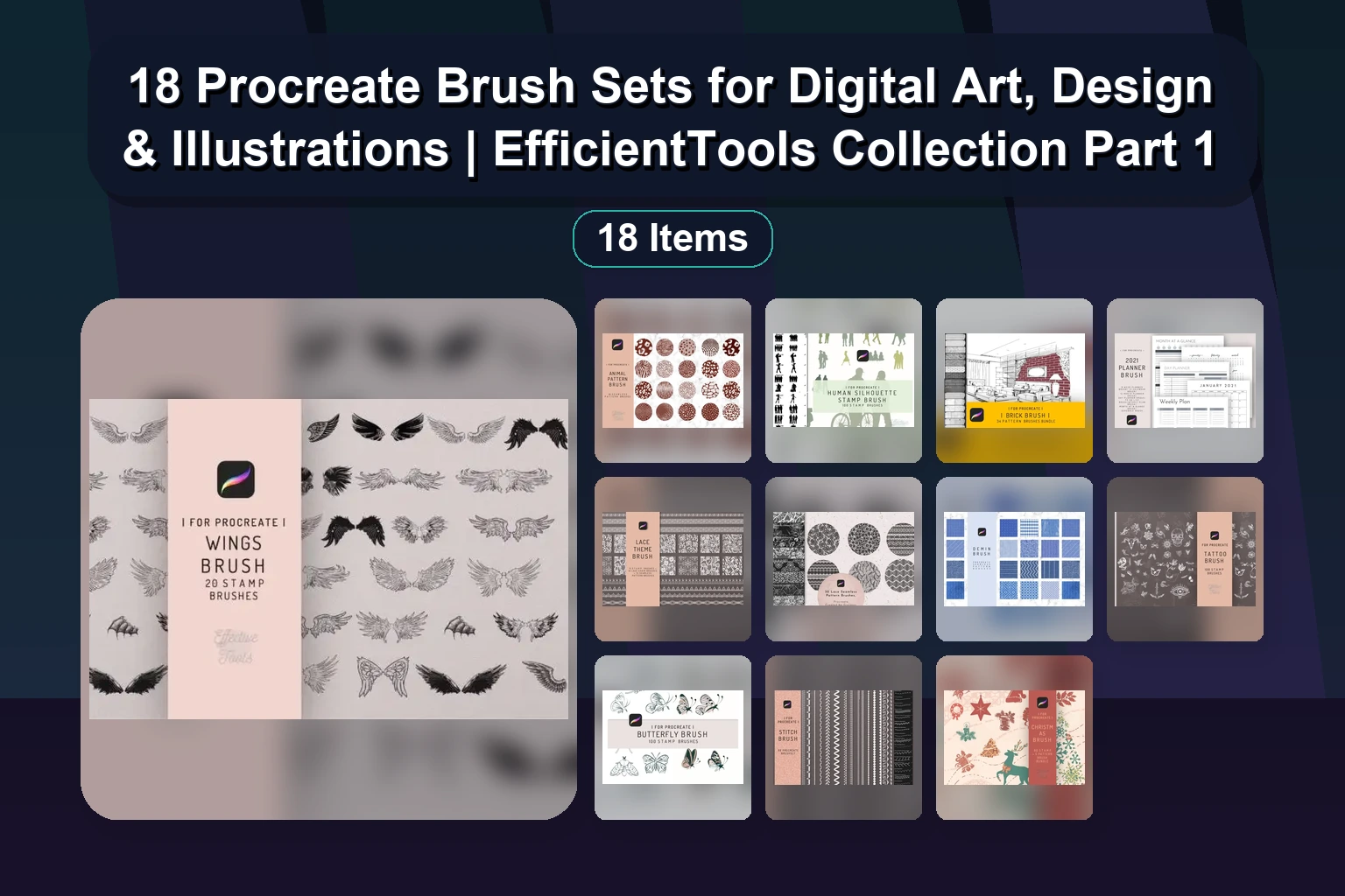 Elizaillustration Procreate Brush Collection: Texture, Sketch, Watercolor & Pattern Brushes for iPad