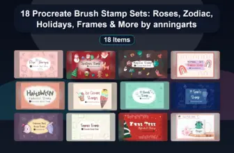 18 Procreate Brush Stamp Sets: Roses, Zodiac, Holidays, Frames & More by anningarts
