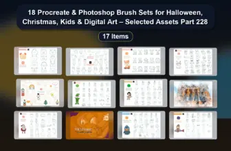 18 Procreate & Photoshop Brush Sets for Halloween, Christmas, Kids & Digital Art – Selected Assets Part 228