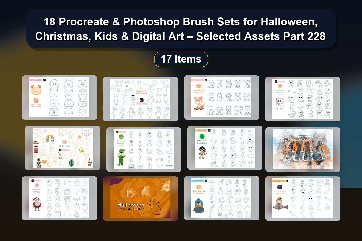 18 Procreate & Photoshop Brush Sets for Halloween, Christmas, Kids & Digital Art – Selected Assets Part 228 18 Procreate Photoshop Brush Sets for Halloween Christmas K collage a09d42fe 1781853825