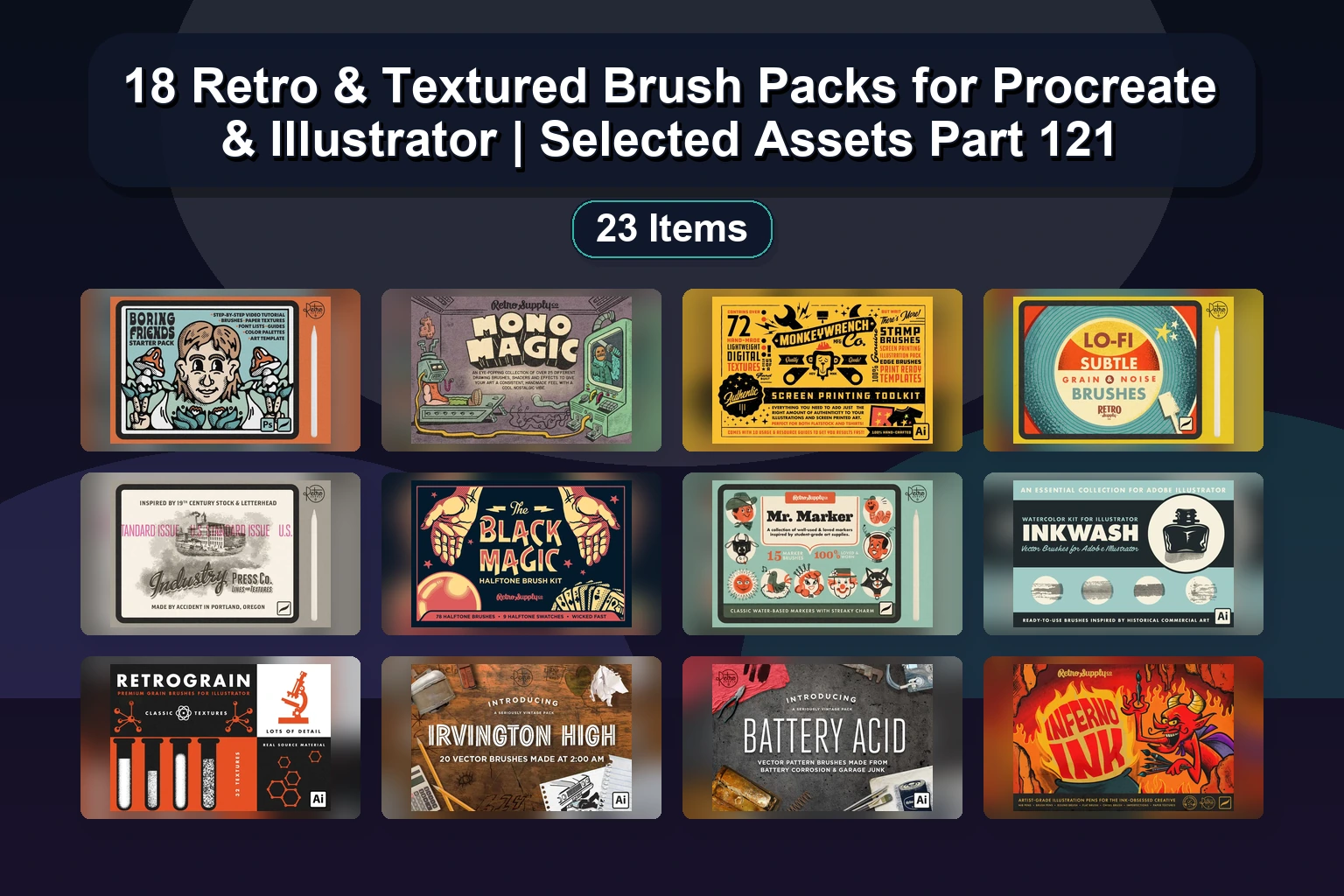 23 Must-Have Digital Brush Packs for Photoshop, Procreate & Clip Studio Paint (RainbowWings, DigitalArtByChao & More)