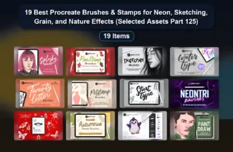 19 Best Procreate Brushes & Stamps for Neon, Sketching, Grain, and Nature Effects (Selected Assets Part 125)