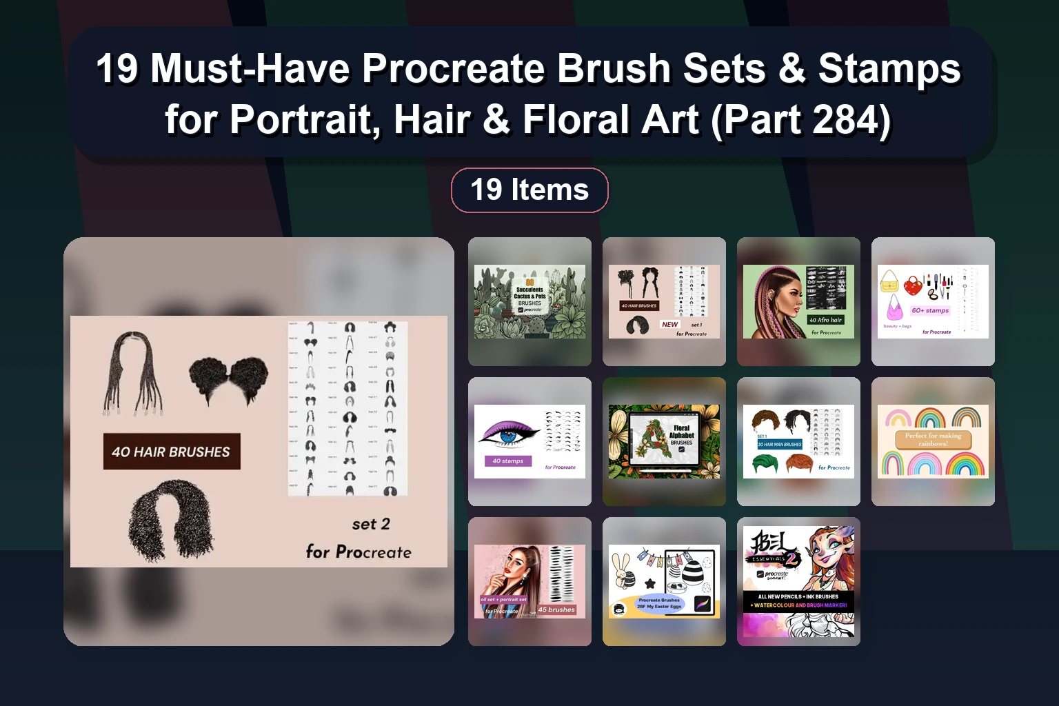 15 Procreate & Photoshop Brush Stamps for Christmas, Floral, Boho & Lettering Art
