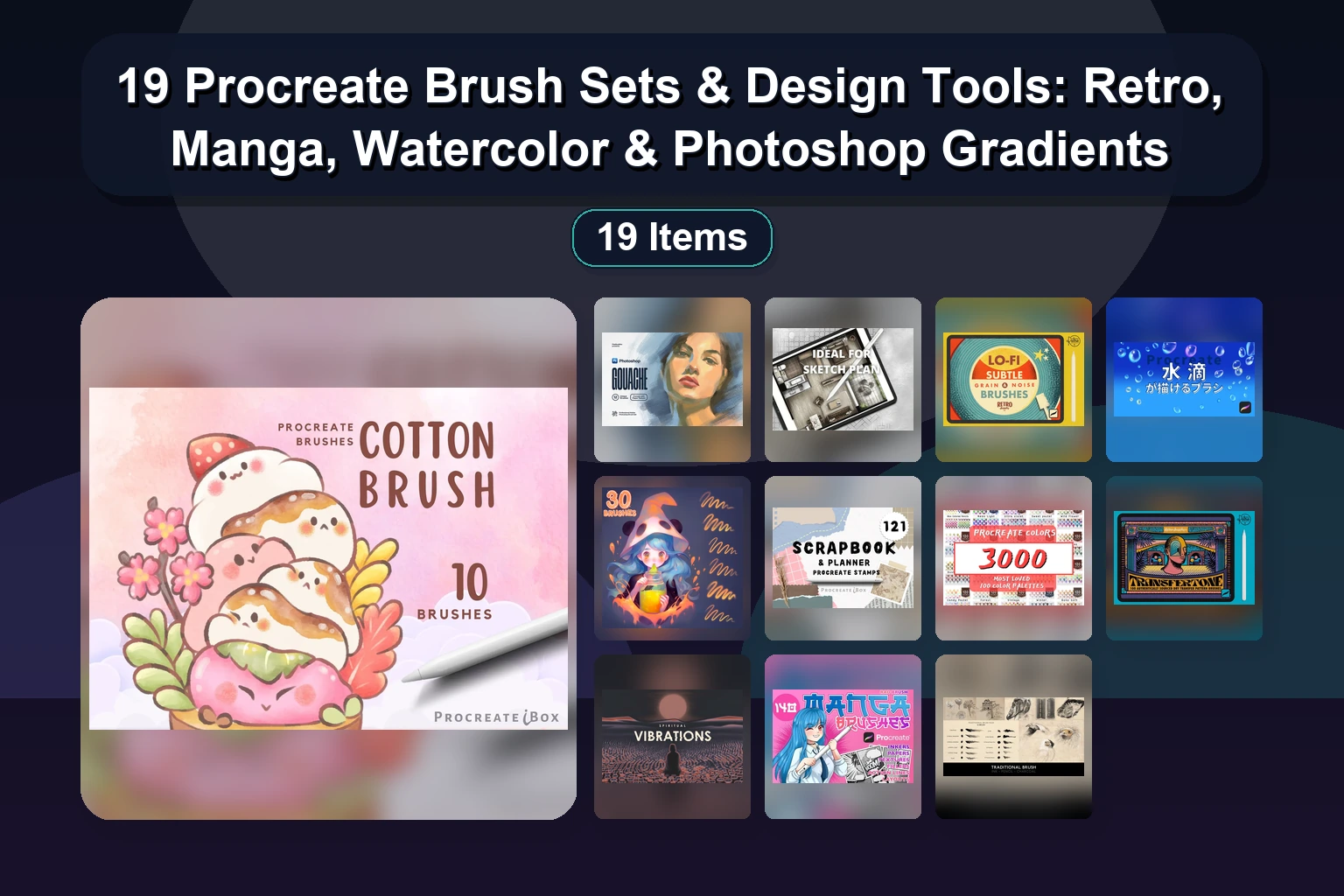 Ultimate Procreate Brush Collection: 24 Marker, Gouache, Anime & Texture Brush Packs for Digital Art