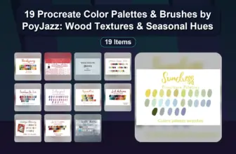 19 Procreate Color Palettes & Brushes by PoyJazz: Wood Textures & Seasonal Hues