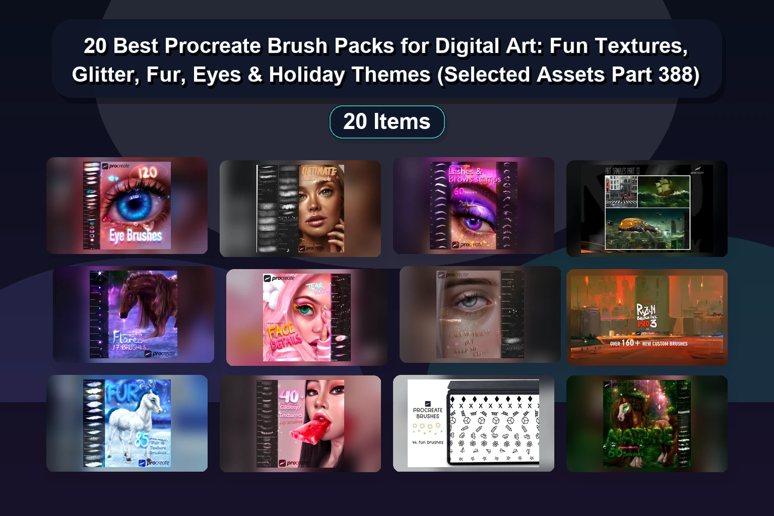 20 Procreate Stamp & Brush Sets for Cute Faces, Doodles, Animals, Letters & Planners by jyllyco