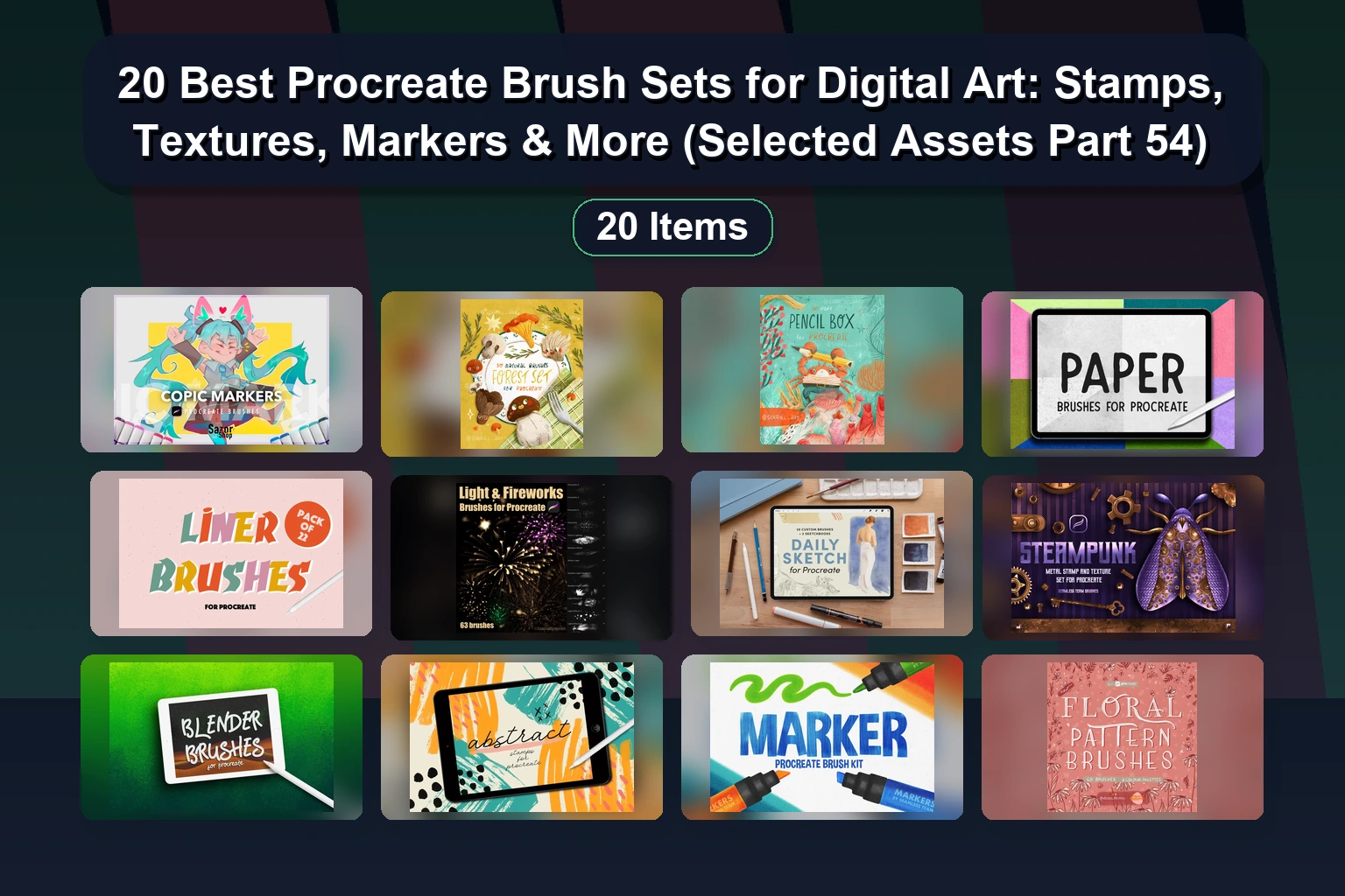 20 Unique Procreate Brush Sets: Aesthetic Characters, Whimsical Art, Watercolor & Textures