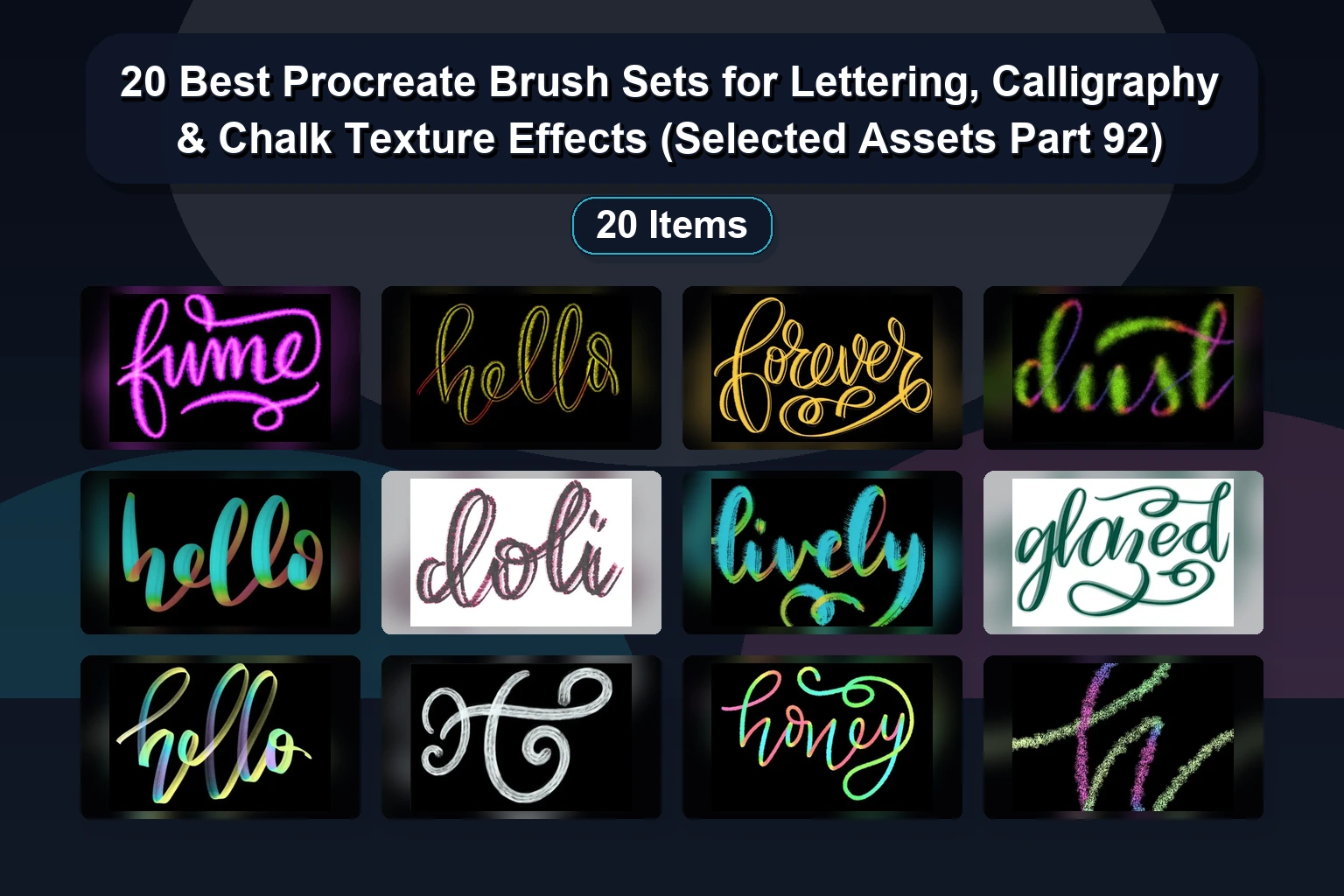 20 Procreate Brushes for Lettering, Chalk Textures & Metallic Effects | Selected Assets Part 91